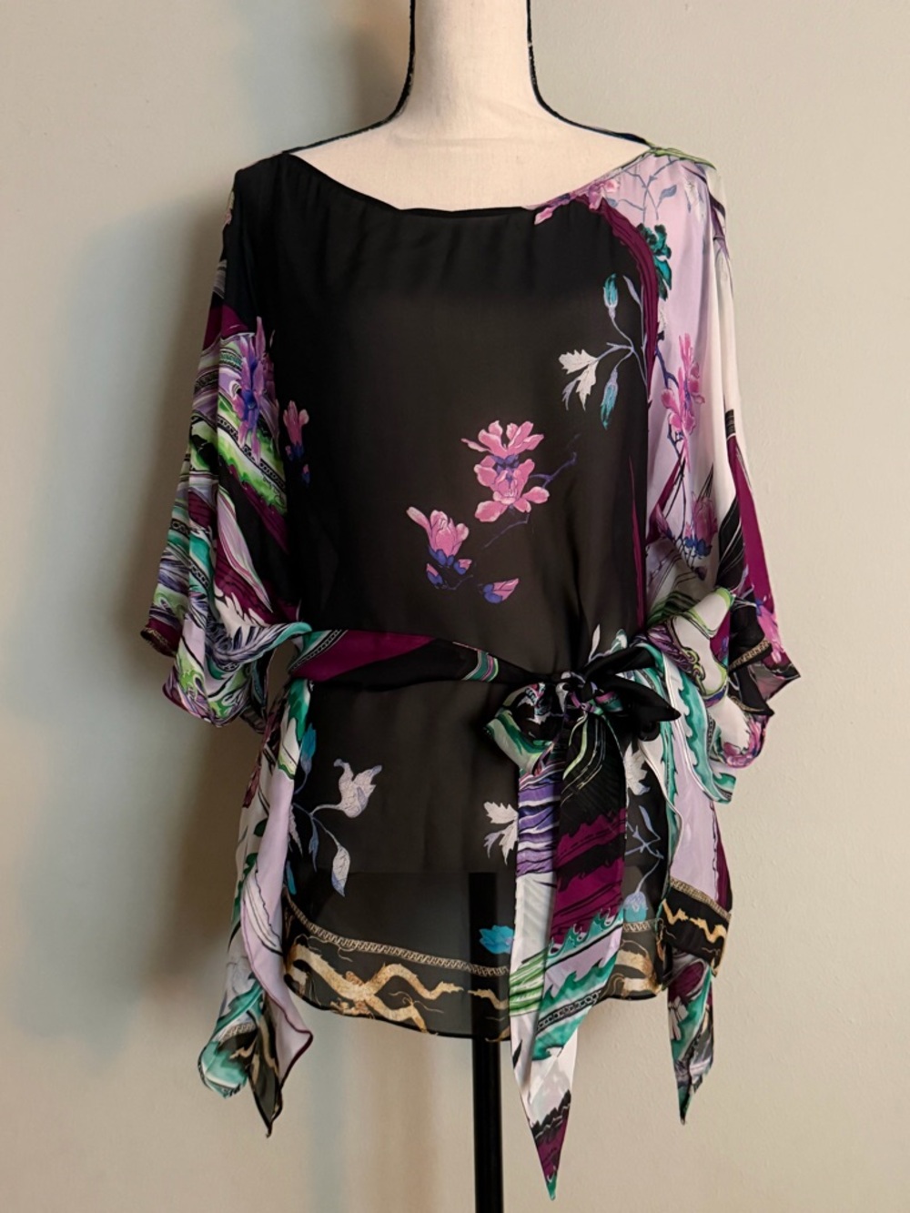 Roberto Cavalli | Silk Kaftan Blouse Matching Sash Belt | Size 46
